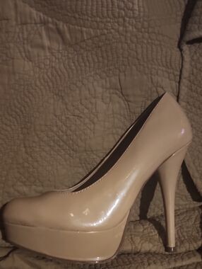 Brash Beige Patent Platform Stiletto Pump